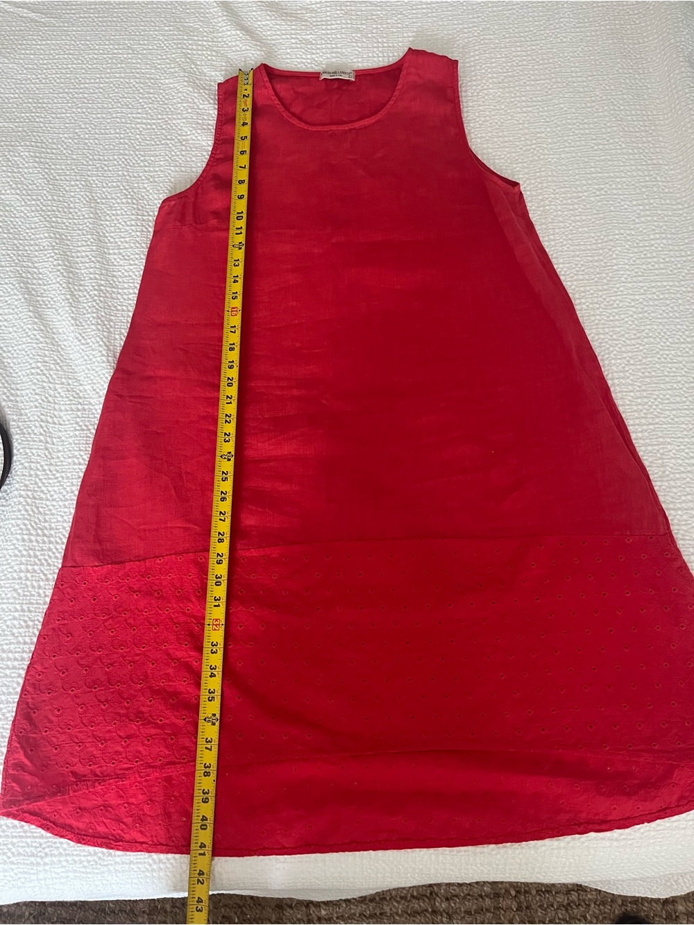 SOLD Terzo Millennio 100% Linen Dress w/ Eyelet Hem Detail - Made in Italy - Picture 8 of 9